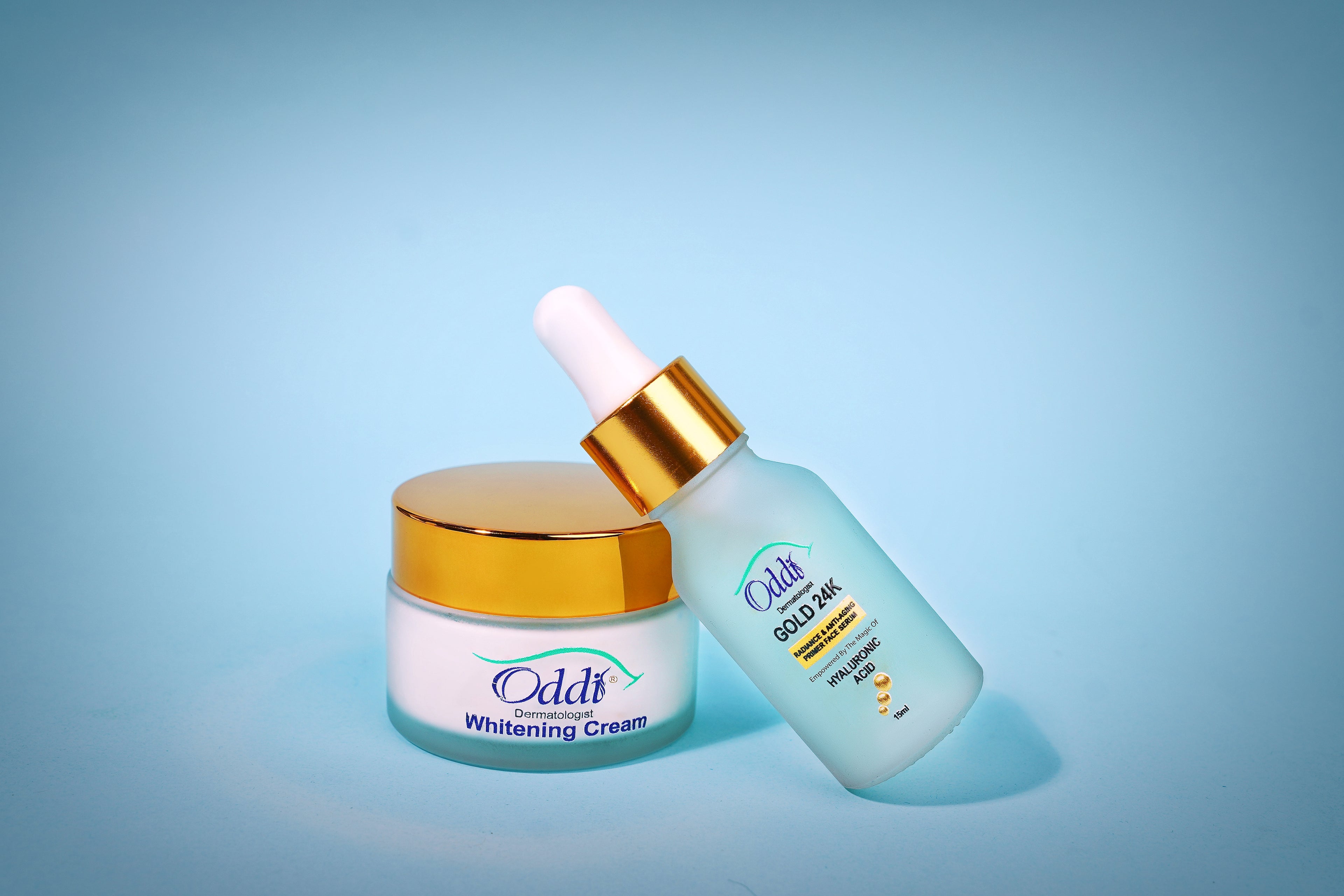 "Oddi Care Dermatologique Whitening Cream & 24k Gold Serum Set - Glowing & Hydrating Skincare Combo"<Allow To Open>
